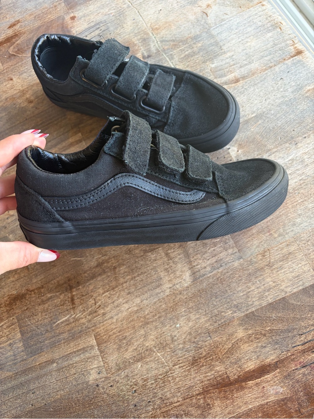 Vans Kids Black Velcro Old Skool Sneakers